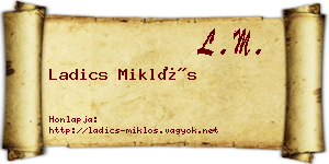 Ladics Miklós névjegykártya